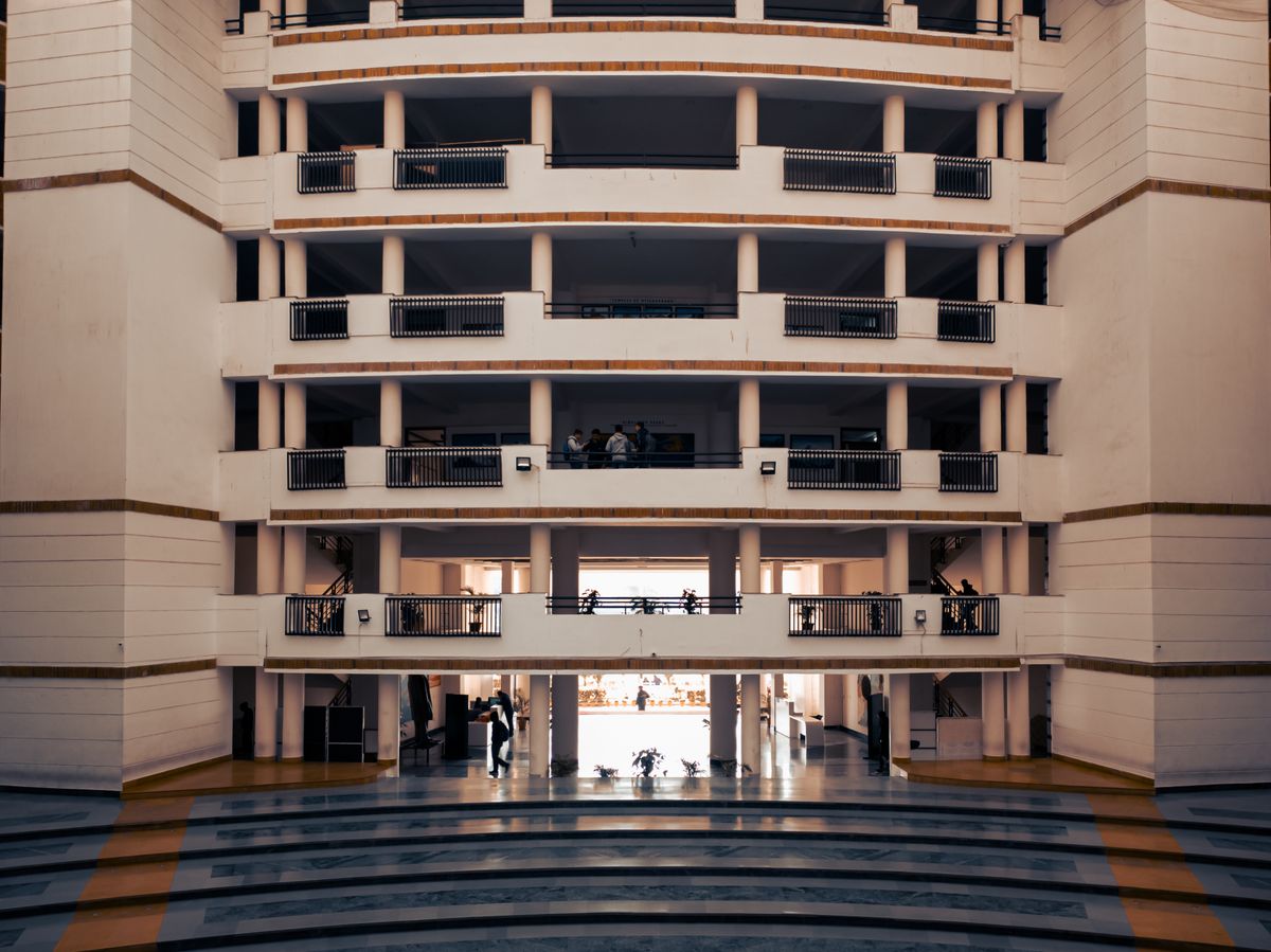Modern institutional campus building interior